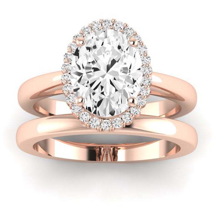 Calla Lily Moissanite Matching Band Only (does Not Include Engagement Ring) For Ring With Oval Center rosegold