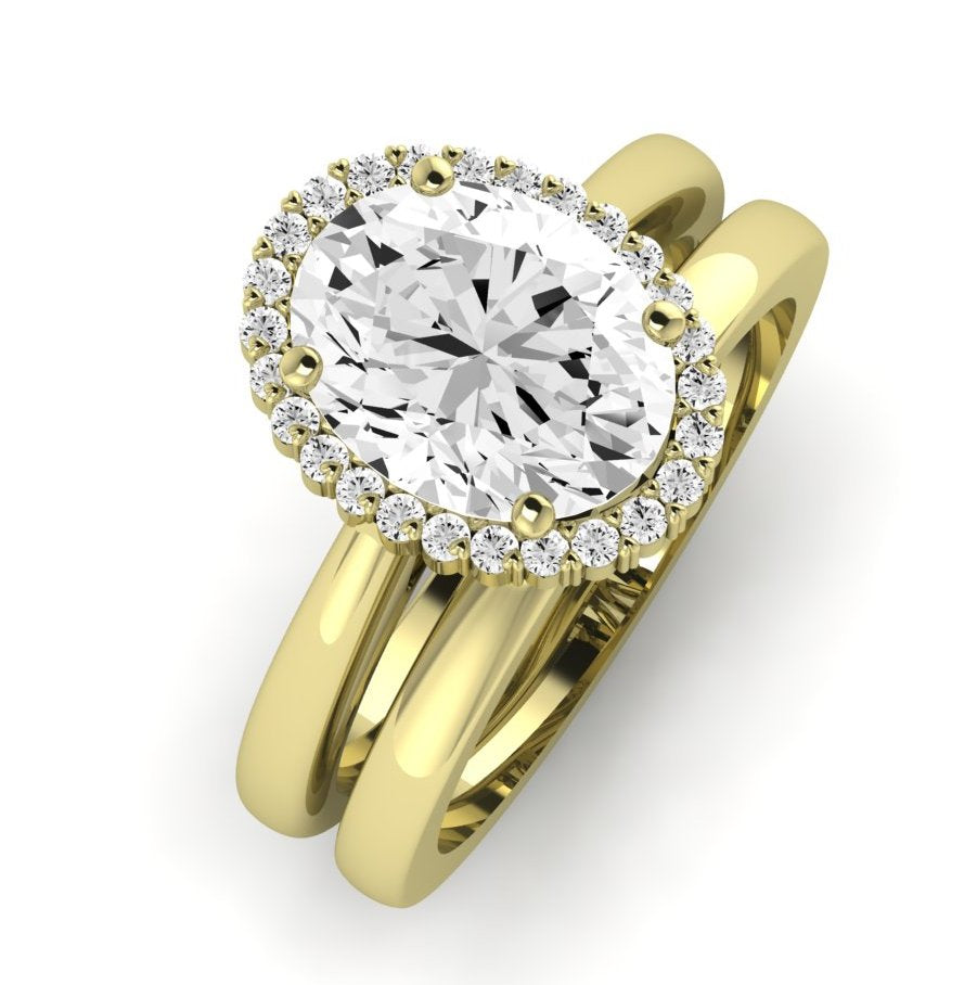 Calla Lily Moissanite Matching Band Only (does Not Include Engagement Ring) For Ring With Oval Center yellowgold