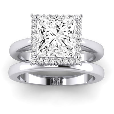 Calla Lily Moissanite Matching Band Only (does Not Include Engagement Ring) For Ring With Princess Center whitegold