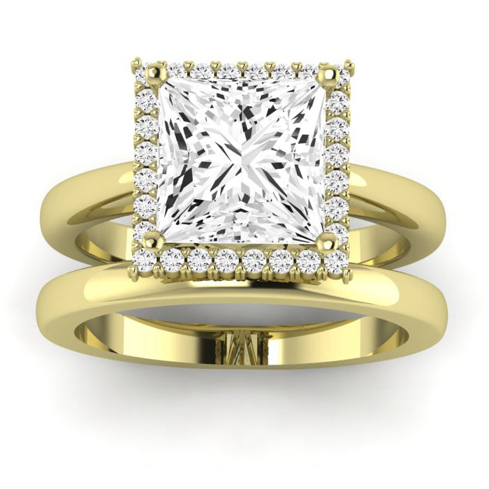 Calla Lily Diamond Matching Band Only (does Not Include Engagement Ring) For Ring With Princess Center yellowgold