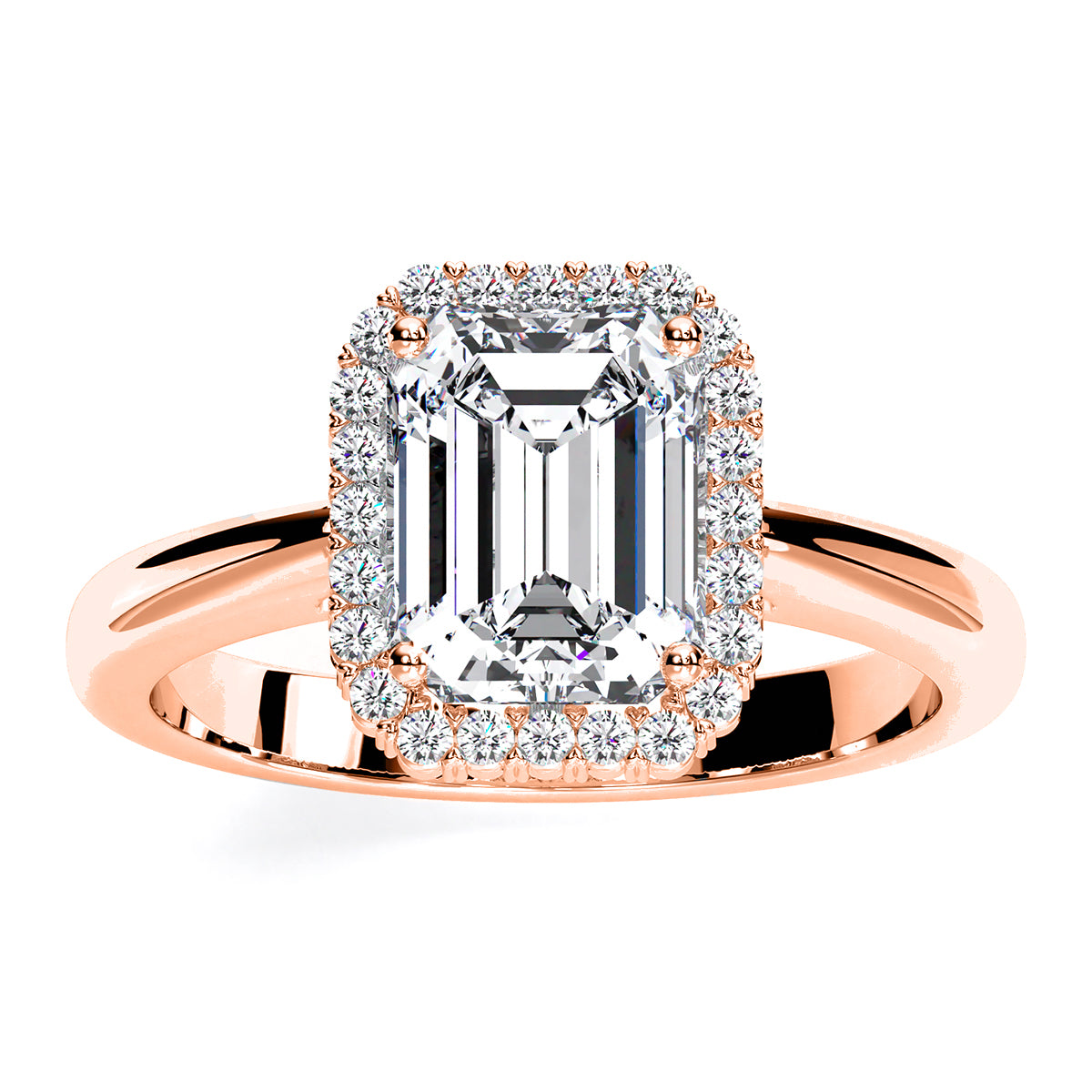 Callalily Emerald Moissanite Engagement Ring rosegold