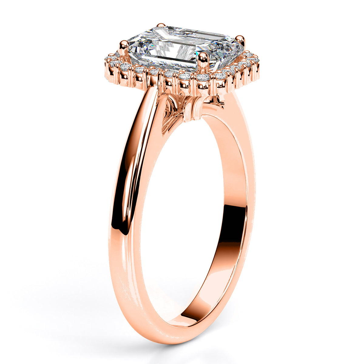 Callalily Emerald Moissanite Engagement Ring rosegold