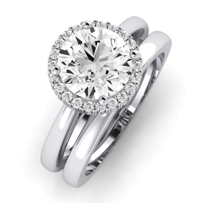 Calla Lily Moissanite Matching Band Only (does Not Include Engagement Ring) For Ring With Round Center whitegold