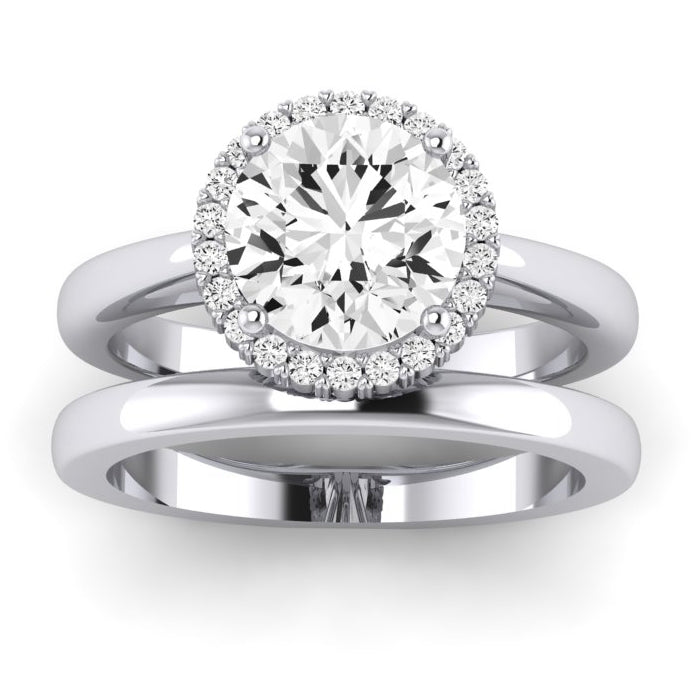 Calla Lily Moissanite Matching Band Only (does Not Include Engagement Ring) For Ring With Round Center whitegold