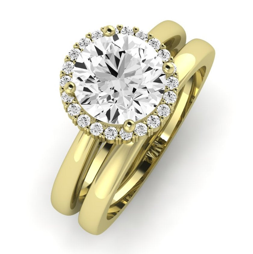 Calla Lily Diamond Matching Band Only (does Not Include Engagement Ring) For Ring With Round Center yellowgold