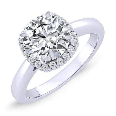 Callalily Cushion Moissanite Engagement Ring whitegold