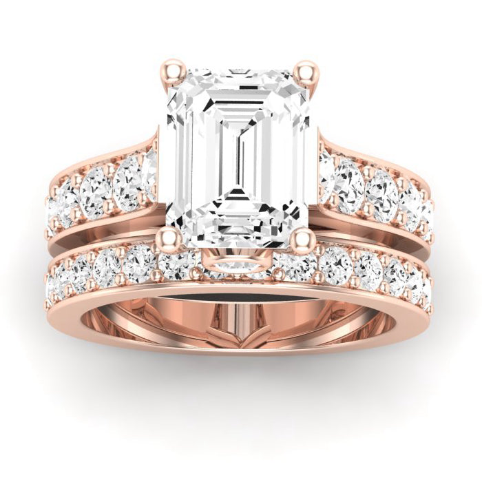 Calluna Diamond Matching Band Only (does Not Include Engagement Ring) For Ring With Emerald Center rosegold