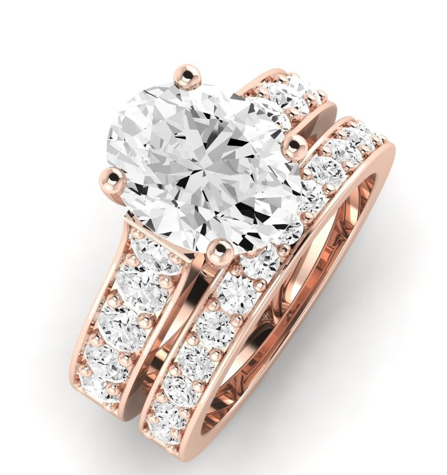 Calluna Moissanite Matching Band Only (does Not Include Engagement Ring) For Ring With Oval Center rosegold