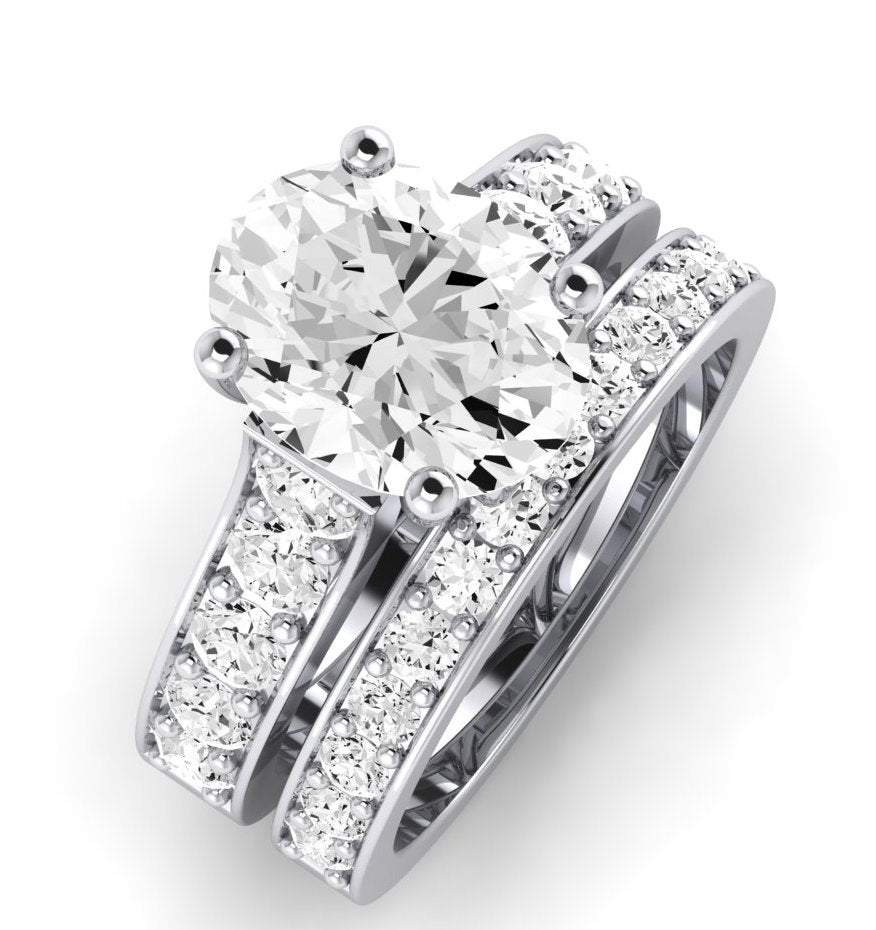 Calluna Moissanite Matching Band Only (does Not Include Engagement Ring) For Ring With Oval Center whitegold