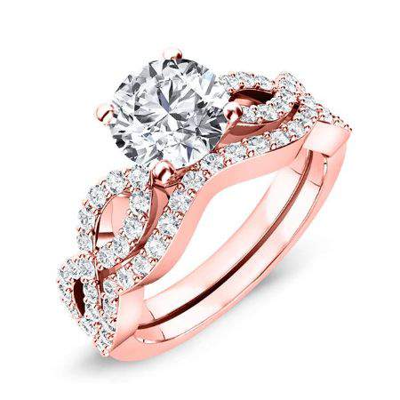 Camellia Diamond Matching Band Only (engagement Ring Not Included) For Ring With Round Center rosegold