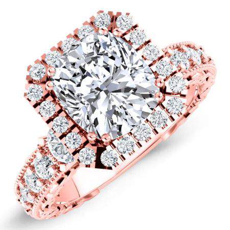 Canna Cushion Moissanite Engagement Ring rosegold