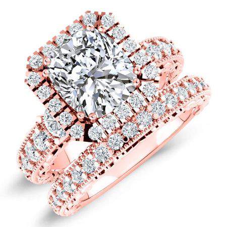 Canna Moissanite Matching Band Only (engagement Ring Not Included) For Ring With Cushion Center rosegold