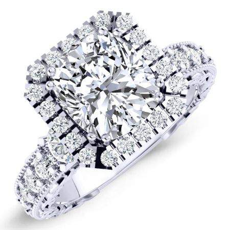 Canna Cushion Diamond Engagement Ring (Lab Grown Igi Cert) whitegold