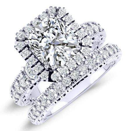 Canna Cushion Diamond Bridal Set (Lab Grown Igi Cert) whitegold