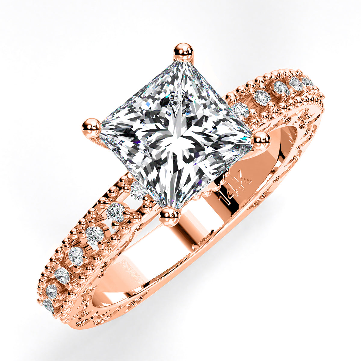 Carmel Princess Moissanite Engagement Ring rosegold