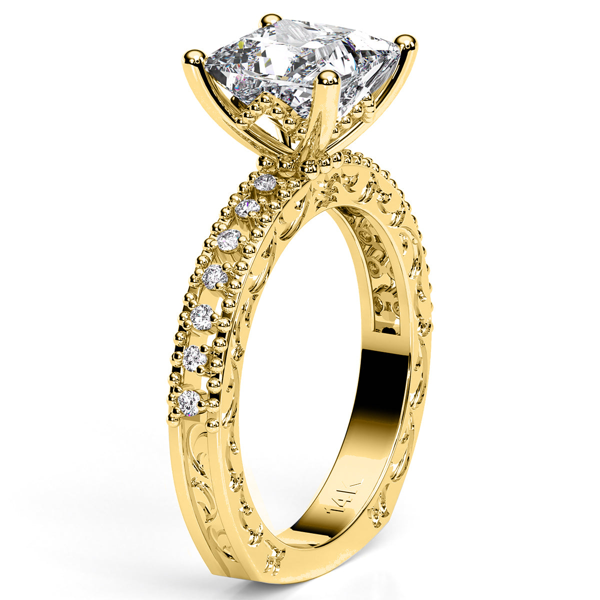 Carmel Princess Moissanite Engagement Ring yellowgold