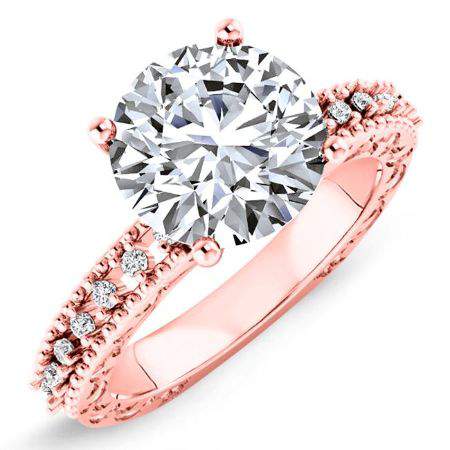 Carmel Round Moissanite Engagement Ring rosegold