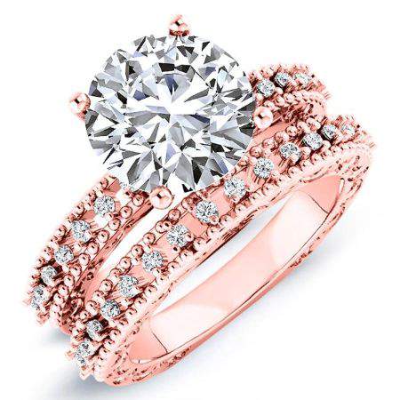 Carmel Moissanite Matching Band Only (engagement Ring Not Included) For Ring With Round Center rosegold