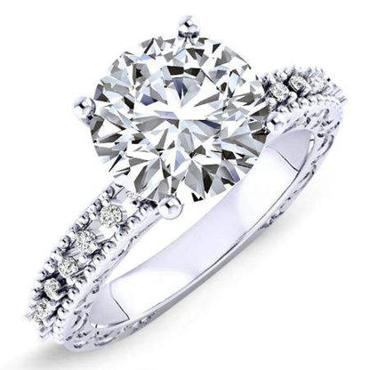 Carmel Round Moissanite Engagement Ring whitegold