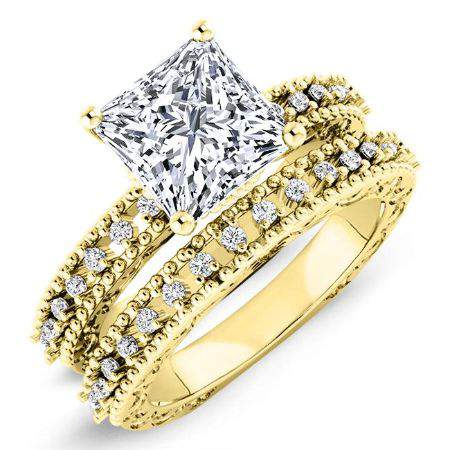 Carmel Diamond Matching Band Only (engagement Ring Not Included) For Ring With Princess Center yellowgold