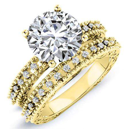Carmel Diamond Matching Band Only (engagement Ring Not Included) For Ring With Round Center yellowgold