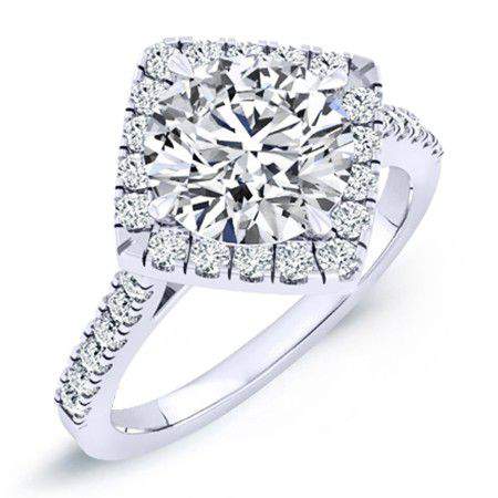 Cattleya Round Moissanite Engagement Ring whitegold