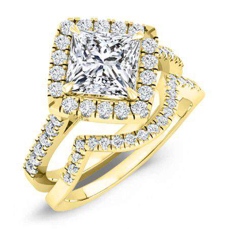 Cattleya Moissanite Matching Band Only (engagement Ring Not Included) For Ring With Princess Center yellowgold