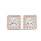 Cerise Oval Cut Diamond Halo Stud Earrings