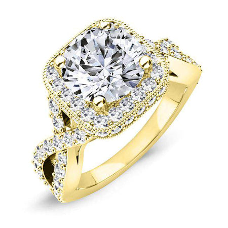 Clover Round Moissanite Engagement Ring yellowgold