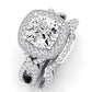 Clover Moissanite Matching Band Only ( Engagement Ring Not Included) For Ring With Cushion Center whitegold