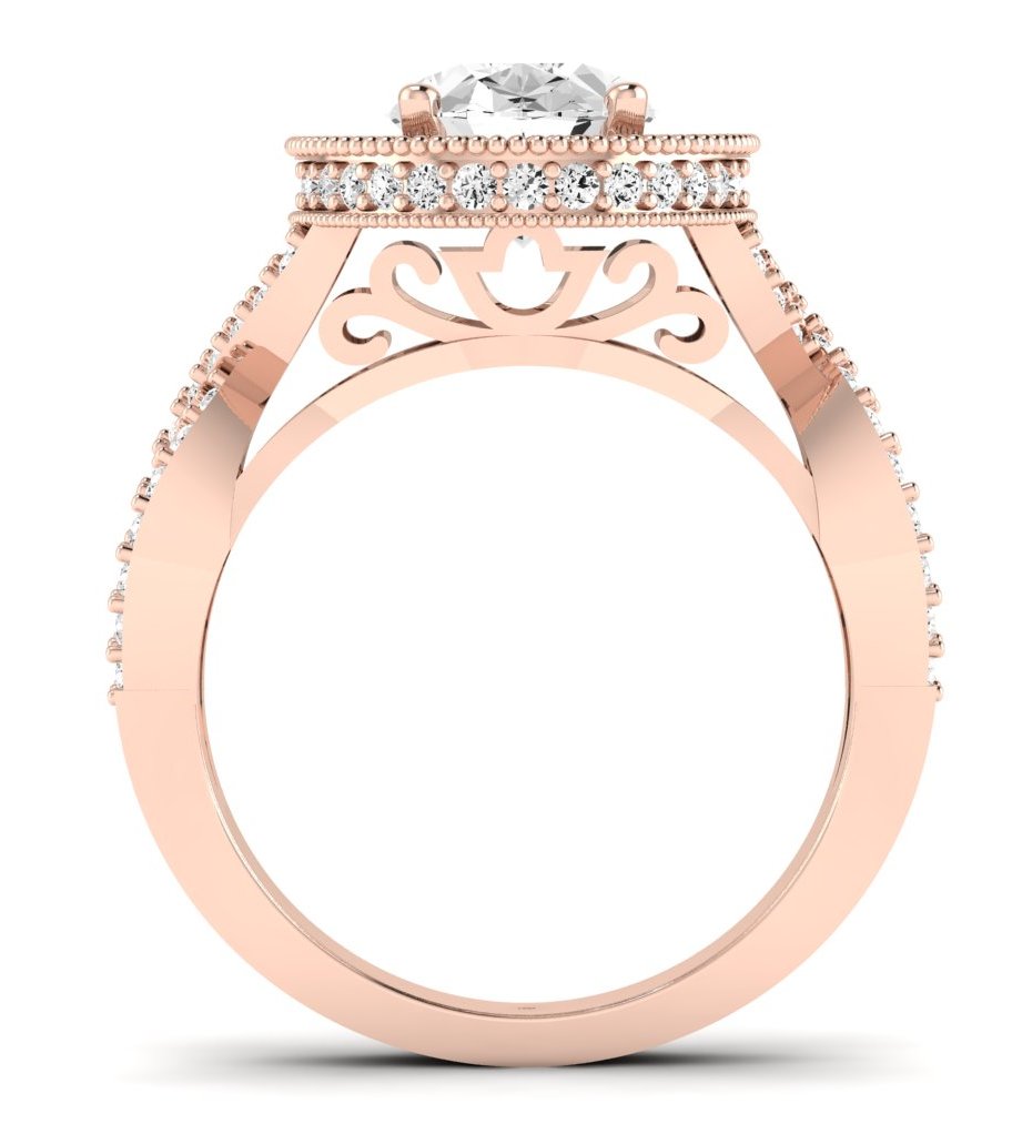 Clover Oval Moissanite Engagement Ring rosegold