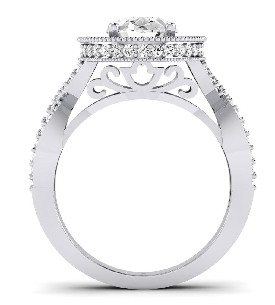 Clover Oval Diamond Engagement Ring (Lab Grown Igi Cert) whitegold