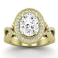Clover Oval Moissanite Engagement Ring yellowgold