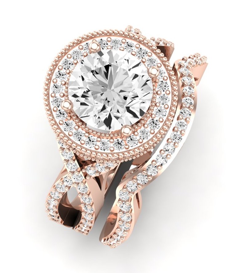 Clover Diamond Matching Band Only ( Engagement Ring Not Included)  For Ring With Round Center rosegold