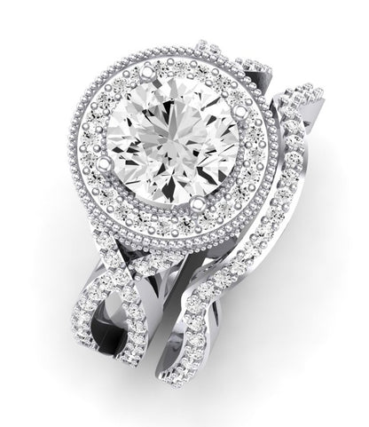 Clover Diamond Matching Band Only ( Engagement Ring Not Included)  For Ring With Round Center whitegold