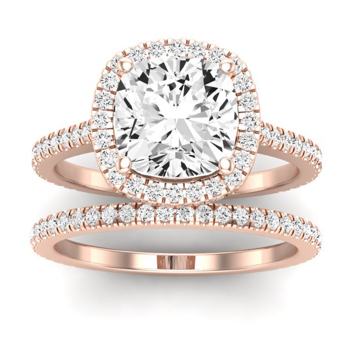 Columbine Moissanite Matching Band Only (does Not Include Engagement Ring) For Ring With Cushion Center rosegold