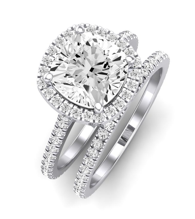 Columbine Moissanite Matching Band Only (does Not Include Engagement Ring) For Ring With Cushion Center whitegold