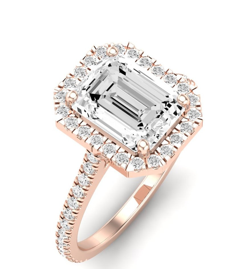 Columbine Emerald Diamond Engagement Ring (Lab Grown Igi Cert) rosegold