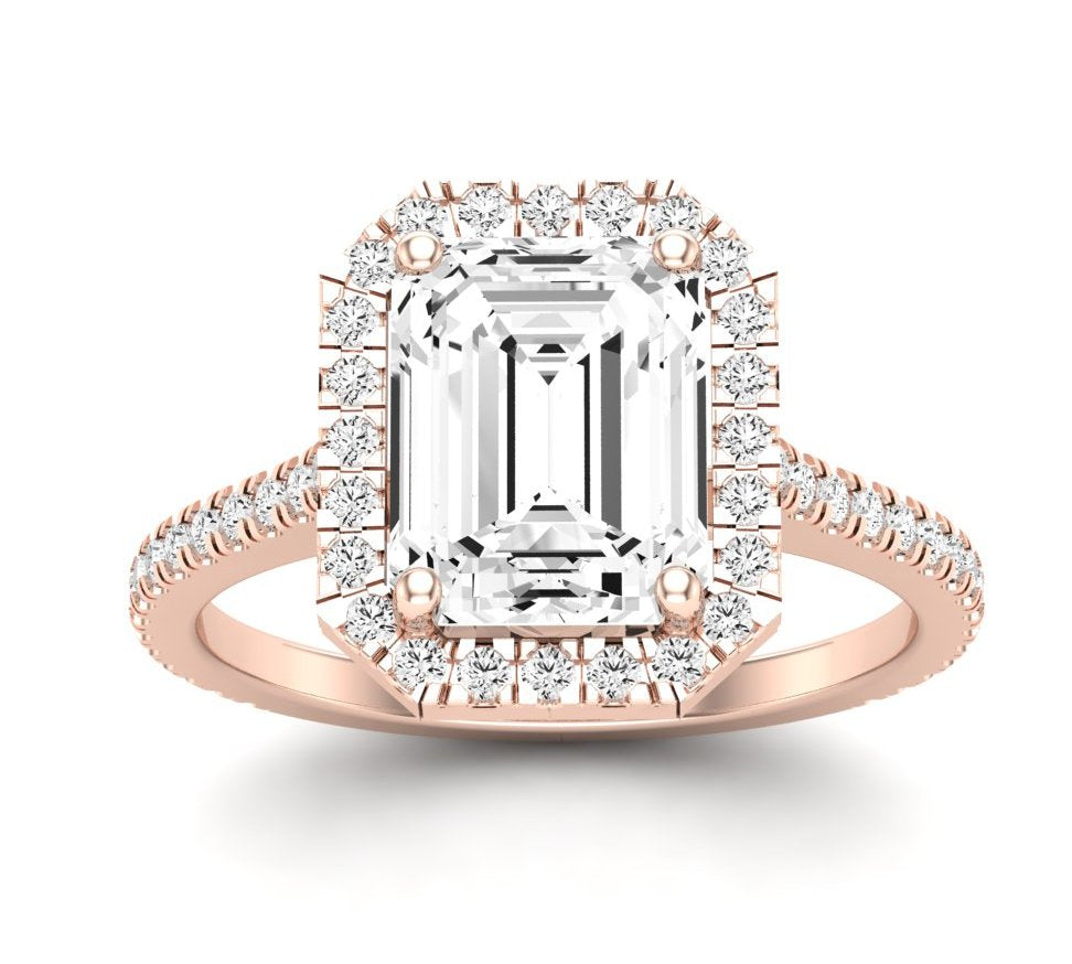 Columbine Emerald Moissanite Engagement Ring rosegold