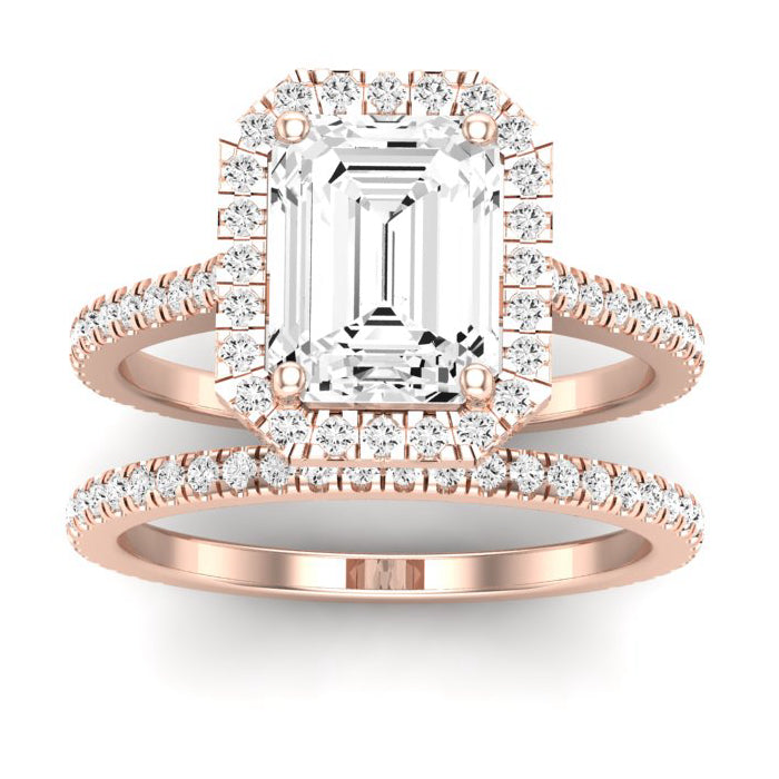 Columbine Moissanite Matching Band Only (does Not Include Engagement Ring)  For Ring With Emerald Center rosegold