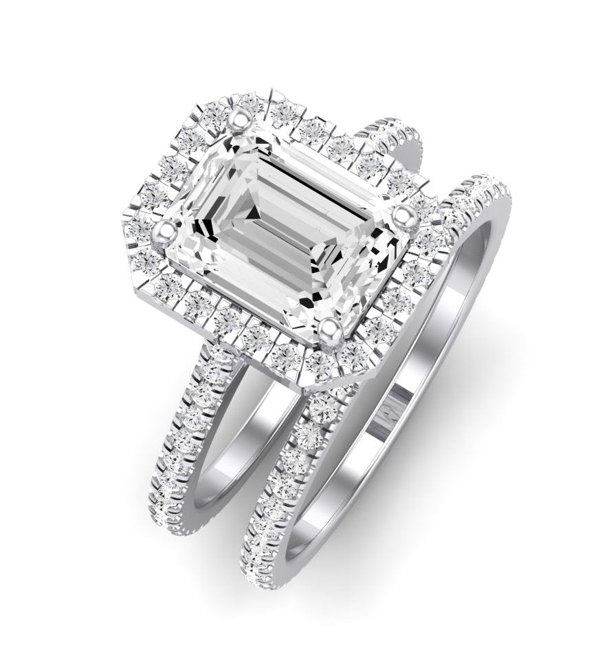 Columbine Moissanite Matching Band Only (does Not Include Engagement Ring)  For Ring With Emerald Center whitegold