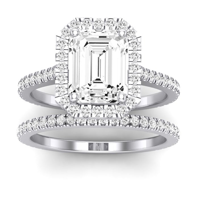 Columbine Moissanite Matching Band Only (does Not Include Engagement Ring)  For Ring With Emerald Center whitegold