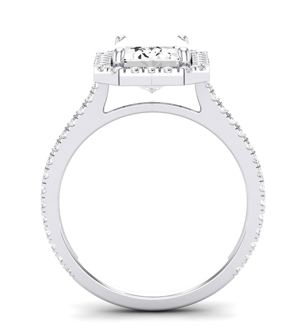 Columbine Emerald Diamond Engagement Ring (Lab Grown Igi Cert) whitegold