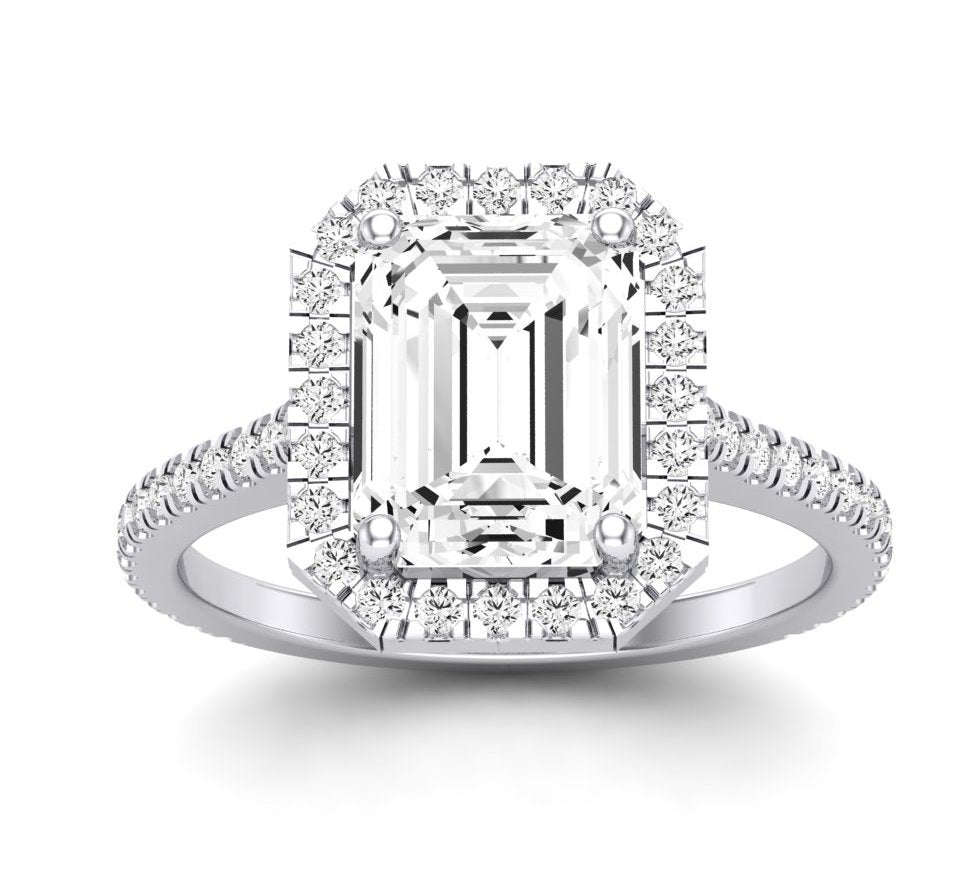 Columbine Emerald Moissanite Engagement Ring whitegold