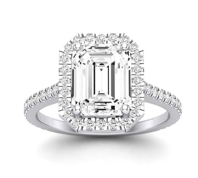 Columbine Emerald Moissanite Engagement Ring whitegold