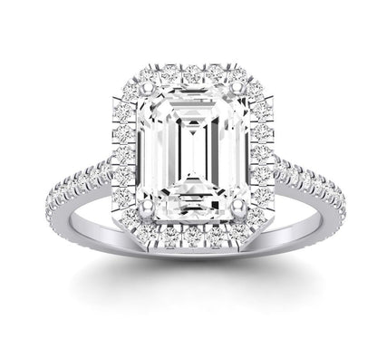 Columbine Emerald Diamond Engagement Ring (Lab Grown Igi Cert) whitegold