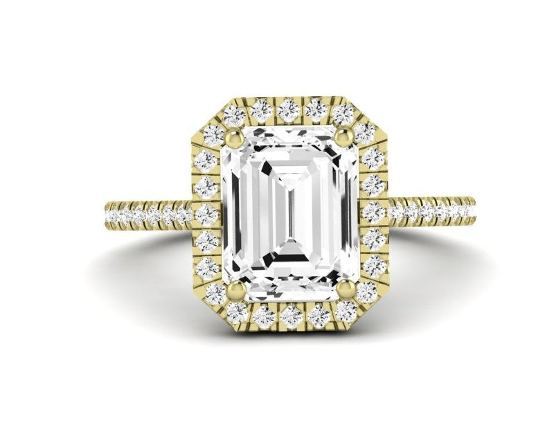 Columbine Emerald Moissanite Engagement Ring yellowgold