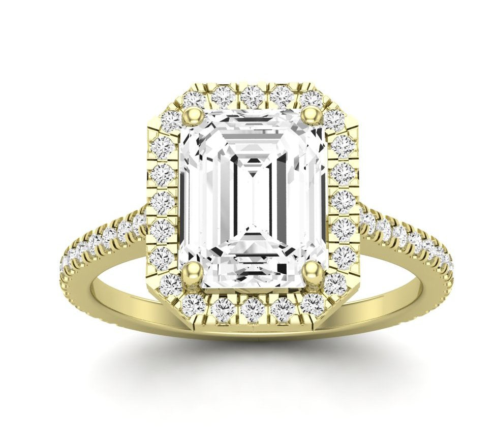 Columbine Emerald Moissanite Engagement Ring yellowgold