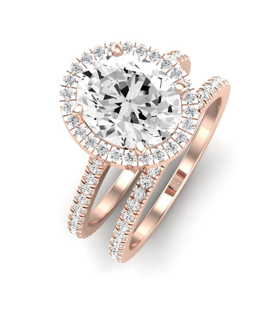 Columbine Oval Moissanite Bridal Set rosegold