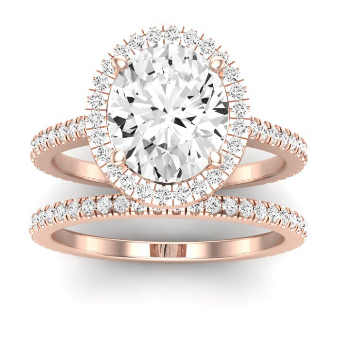 Columbine Moissanite Matching Band Only (does Not Include Engagement Ring)  For Ring With Oval Center rosegold